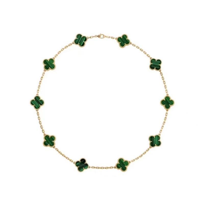 Boutique Zehn Blumen Halskette Doppelseitige vierblättrige Kleeblatt Schlüsselbeinkette Luxuriöse Hochwertige Damen Halskette von Joom DACH