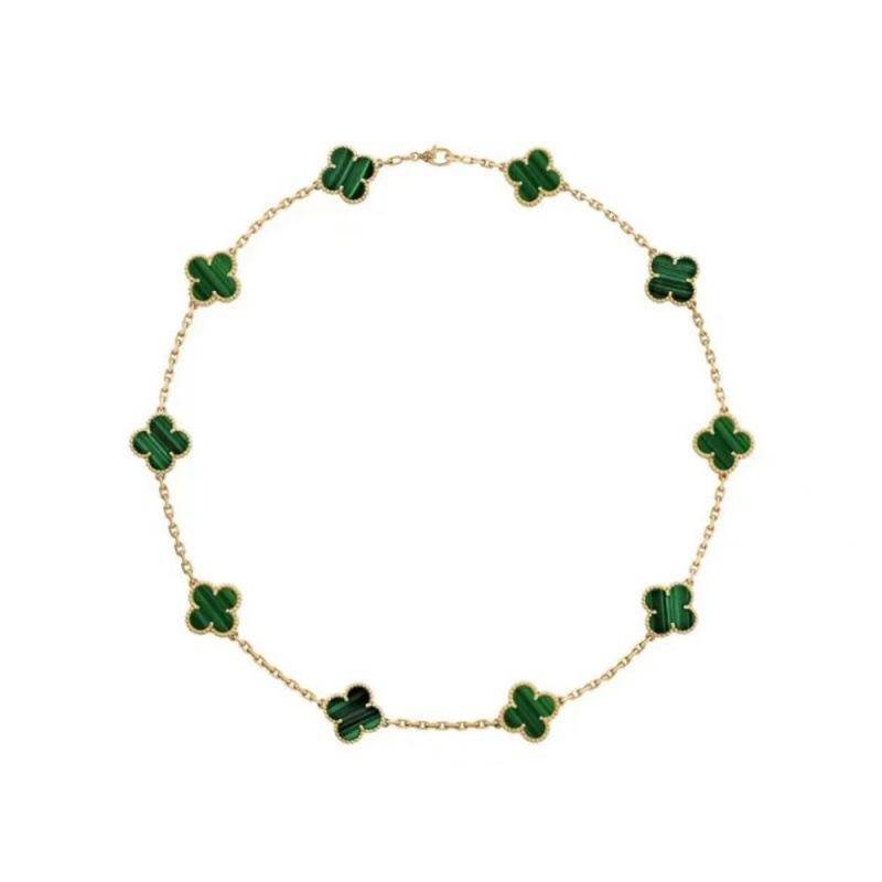 Boutique Zehn Blumen Halskette Doppelseitige vierblättrige Kleeblatt Schlüsselbeinkette Luxuriöse Hochwertige Damen Halskette von Joom DACH