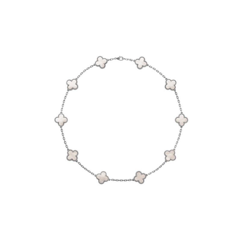 Boutique Zehn Blumen Halskette Doppelseitige vierblättrige Kleeblatt Schlüsselbeinkette Luxuriöse Hochwertige Damen Halskette von Joom DACH