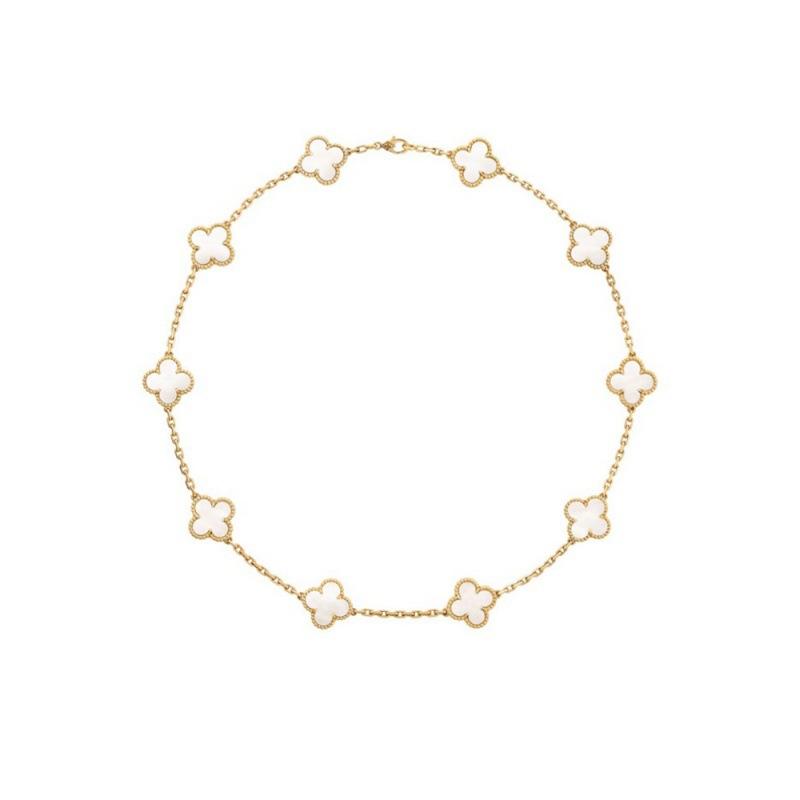 Boutique Zehn Blumen Halskette Doppelseitige vierblättrige Kleeblatt Schlüsselbeinkette Luxuriöse Hochwertige Damen Halskette von Joom DACH