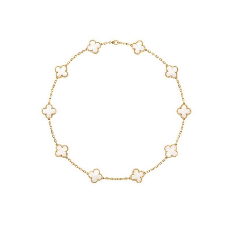 Boutique Zehn Blumen Halskette Doppelseitige vierblättrige Kleeblatt Schlüsselbeinkette Luxuriöse Hochwertige Damen Halskette von Joom DACH