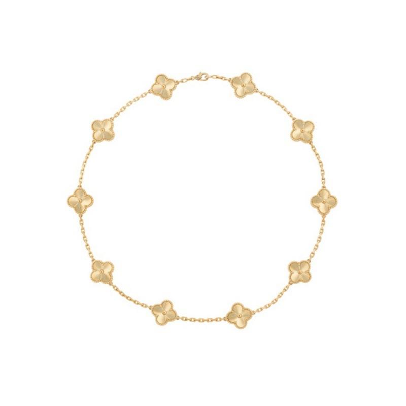 Boutique Zehn Blumen Halskette Doppelseitige vierblättrige Kleeblatt Schlüsselbeinkette Luxuriöse Hochwertige Damen Halskette von Joom DACH