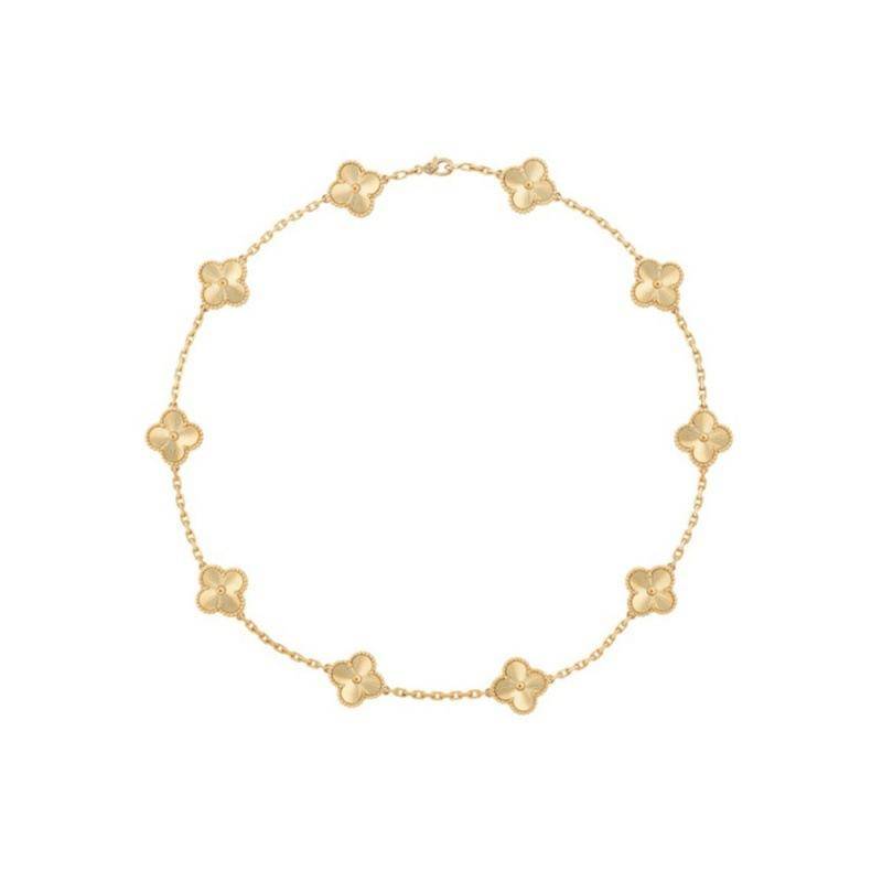 Boutique Zehn Blumen Halskette Doppelseitige vierblättrige Kleeblatt Schlüsselbeinkette Luxuriöse Hochwertige Damen Halskette von Joom DACH