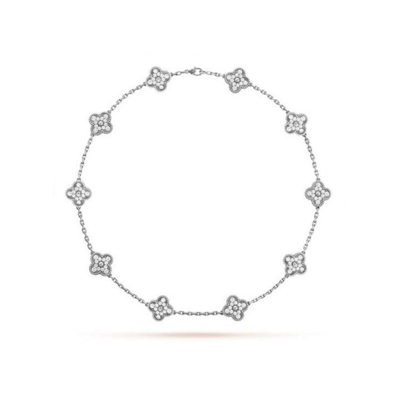 Boutique Zehn Blumen Halskette Doppelseitige vierblättrige Kleeblatt Schlüsselbeinkette Luxuriöse Hochwertige Damen Halskette von Joom DACH