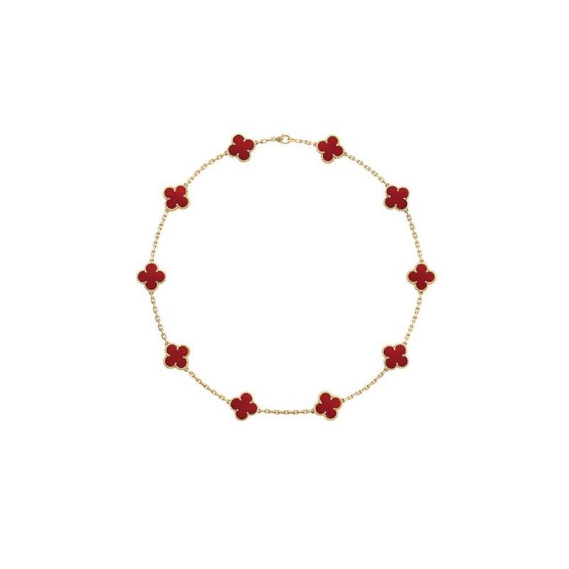 Boutique Zehn Blumen Halskette Doppelseitige vierblättrige Kleeblatt Schlüsselbeinkette Luxuriöse Hochwertige Damen Halskette von Joom DACH