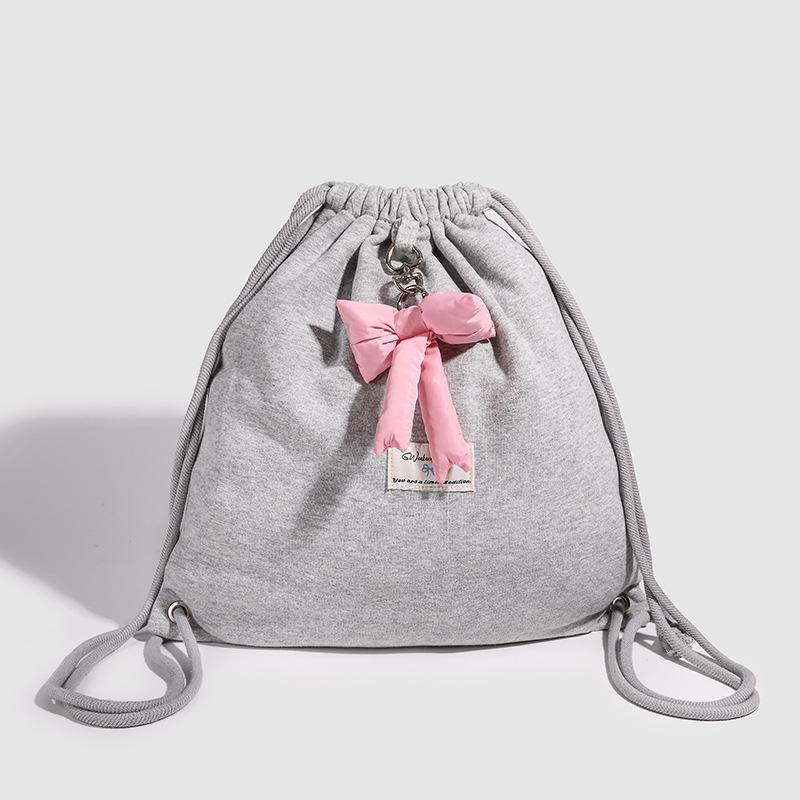 Bow Drawstring Casual Rucksack Mädchen Frühling und Sommer Einfacher Casual Nischenrucksack Alle Sportarten Kleine Tasche von Joom DACH