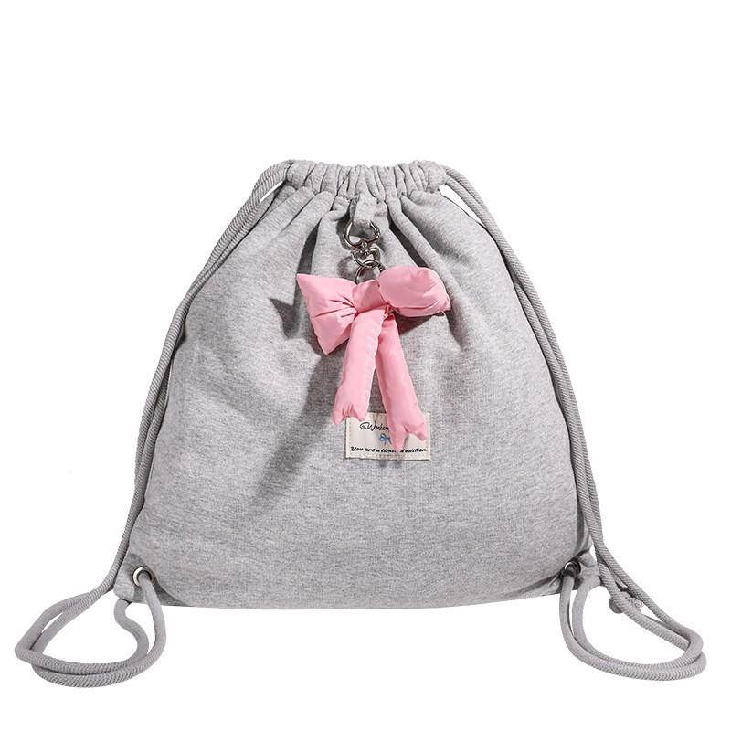 Bow Drawstring Casual Rucksack Mädchen Frühling und Sommer Einfacher Casual Nischenrucksack Alle Sportarten Kleine Tasche von Joom DACH