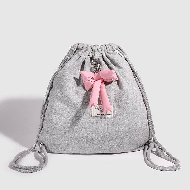 Bow Drawstring Casual Rucksack Mädchen Frühling und Sommer Einfacher Casual Nischenrucksack Alle Sportarten Kleine Tasche von Joom DACH