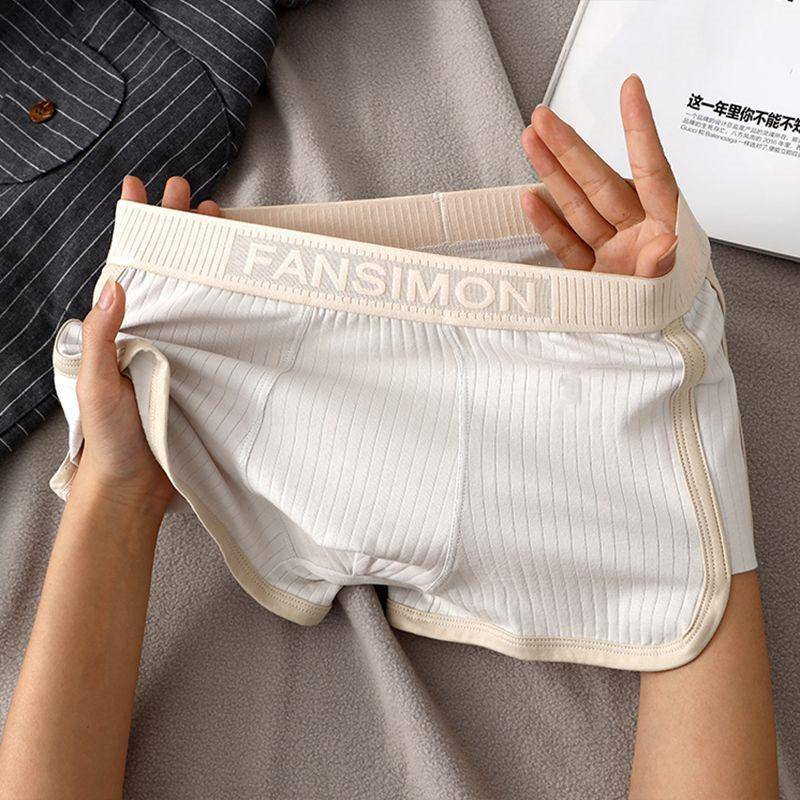 Boxer Herren Unterwäsche Gestreift Reine Baumwolle Atmungsaktiv Boxershorts Herrenmode Boxershorts 2XL grau von Joom DACH