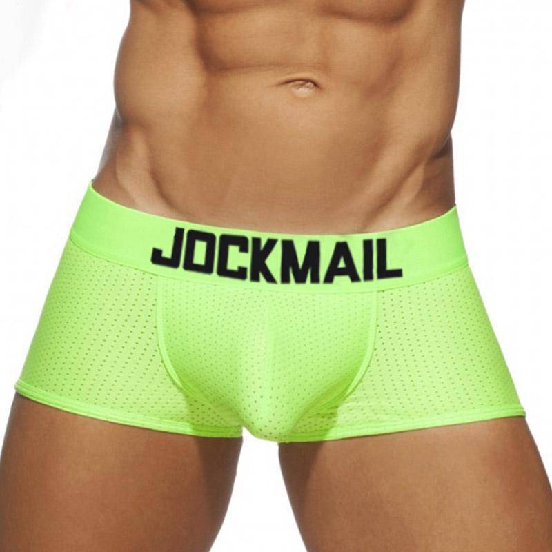 Boxer JOCKMAL Nylon Mesh Atmungsaktive Herren Unterwäsche Niedrige Taille Neon Farbe Mode Trunks Sport Unterhose JM465 XXL grün von Joom DACH