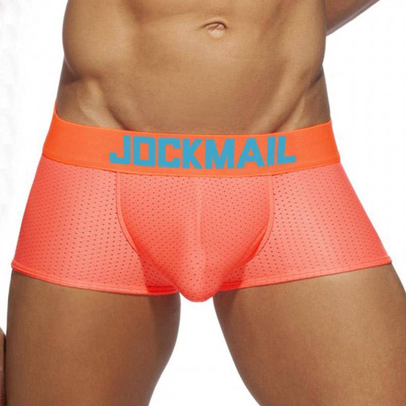 Boxer JOCKMAL Nylon Mesh Atmungsaktive Herren Unterwäsche Niedrige Taille Neon Farbe Mode Trunks Sport Unterhose JM465 XXL orange von Joom DACH