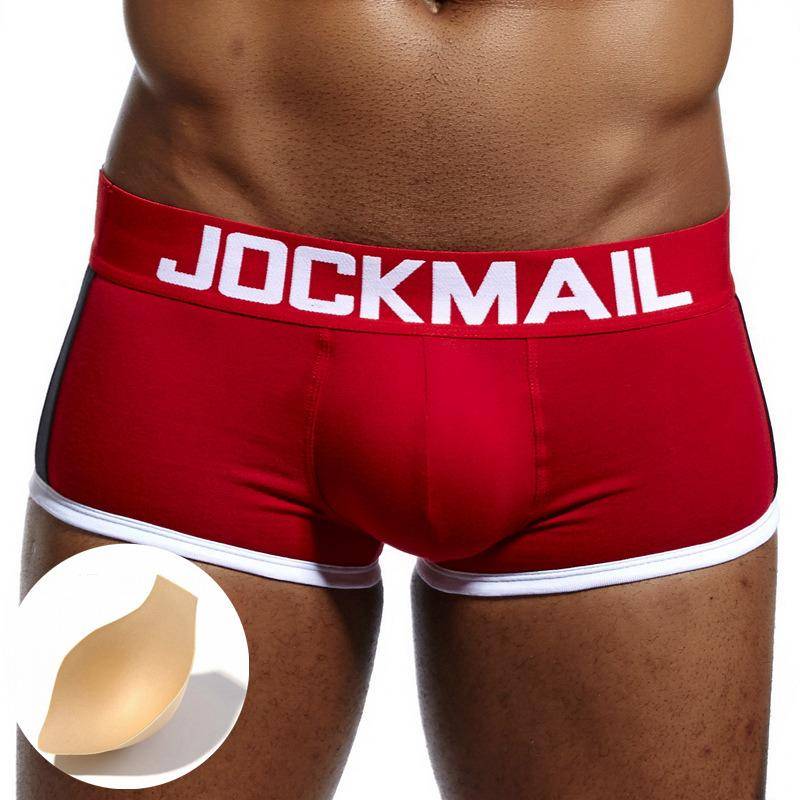 Boxershorts JOCKMAIL Marke Baumwolle Trunks Abnehmbare Schwamm Gepolsterte Pads männer Unterwäsche Push-Up Being Shaped Sport männer Unterhosen M rot von Joom DACH