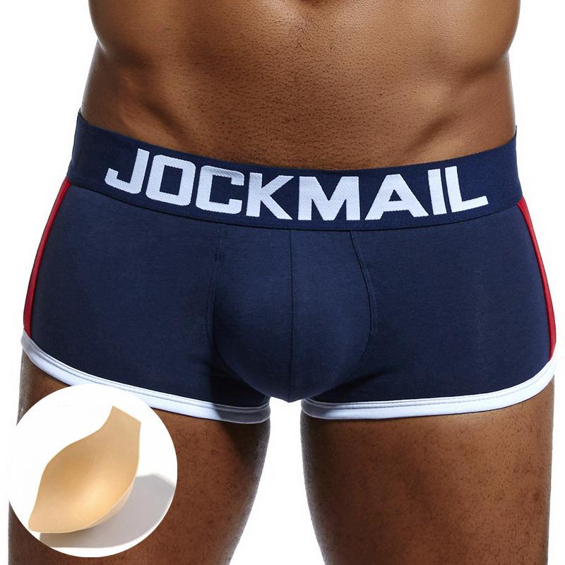 Boxershorts JOCKMAIL Marke Baumwolle Trunks Abnehmbare Schwamm Gepolsterte Pads männer Unterwäsche Push-Up Being Shaped Sport männer Unterhosen XL navy blau von Joom DACH