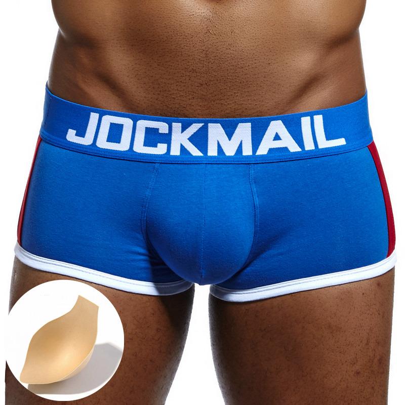 Boxershorts JOCKMAIL Marke Baumwolle Trunks Abnehmbare Schwamm Gepolsterte Pads männer Unterwäsche Push-Up Being Shaped Sport männer Unterhosen XXL blau von Joom DACH