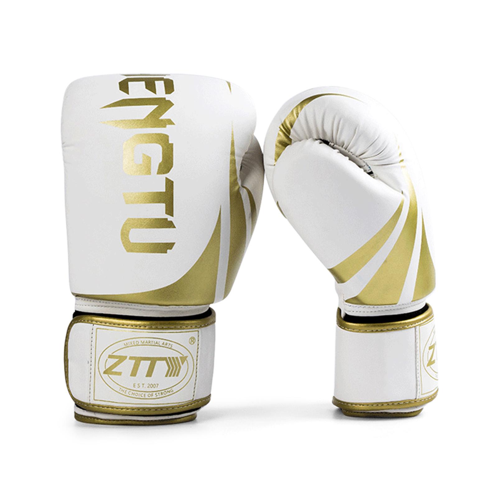 Boxhandschuhe, Box-Trainingshandschuhe für Männer und Frauen, Kickbox-Handschuhe, Sparring-Handschuhe, schwere Tasche 10oz gold/weiß von Joom DACH
