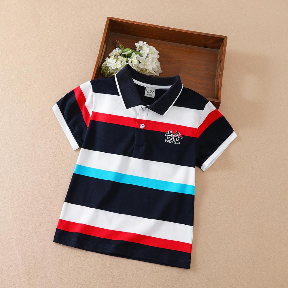 Lässiges Polo-Shirt für Jungen, gestreift, kurzärmelig, atmungsaktiv, aus Baumwollmischung, Kinder-Sommerkleidung 150 navy blau von Joom DACH