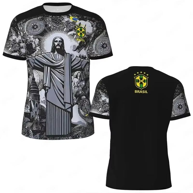 Brasil Jesus Sonderedition Fußballtrikot T-Shirt 2025 Sommer Neue Mode Sport T-Shirt Herren- und Damen-Trainingsshirt Top M von Joom DACH
