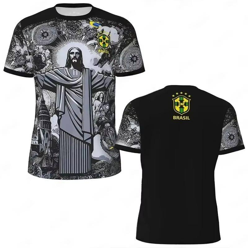 Brasil Jesus Sonderedition Fußballtrikot T-Shirt 2025 Sommer Neue Mode Sport T-Shirt Herren- und Damen-Trainingsshirt Top M von Joom DACH