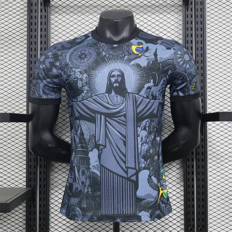 Brasil Jesus Sonderedition Fußballtrikot T-Shirt 2025 Sommer Neue Mode Sport T-Shirt Herren- und Damen-Trainingsshirt Top M von Joom DACH