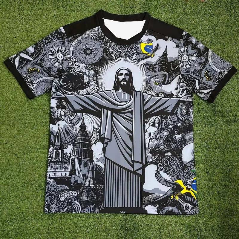 Brasil Jesus Sonderedition Fußballtrikot T-Shirt 2025 Sommer Neue Mode Sport T-Shirt Herren- und Damen-Trainingsshirt Top XL von Joom DACH