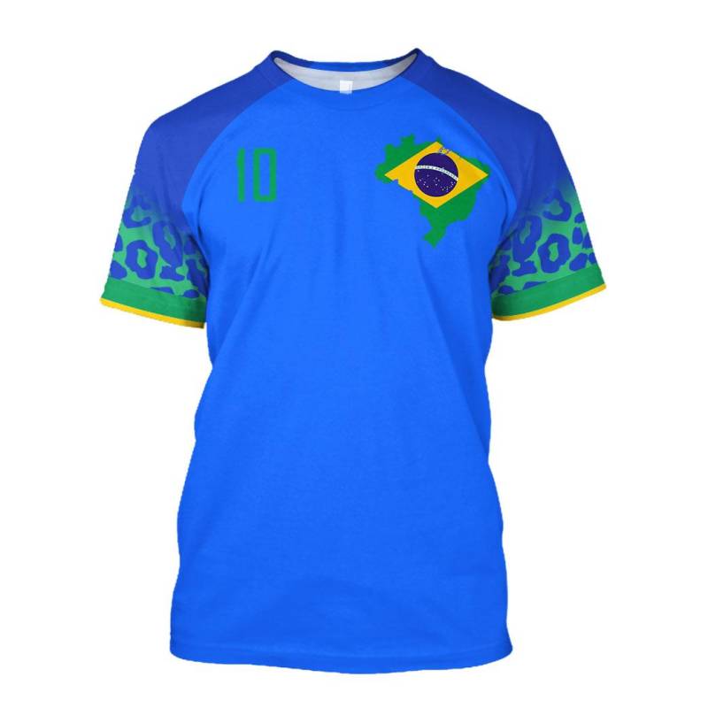 Brasilien-Trikot für Herren, T-Shirt mit brasilianischer Flagge, Auswahl der Fußballmannschaft, O-Ausschnitt, übergroßes kurzärmliges Oberteil für Herren L von Joom DACH