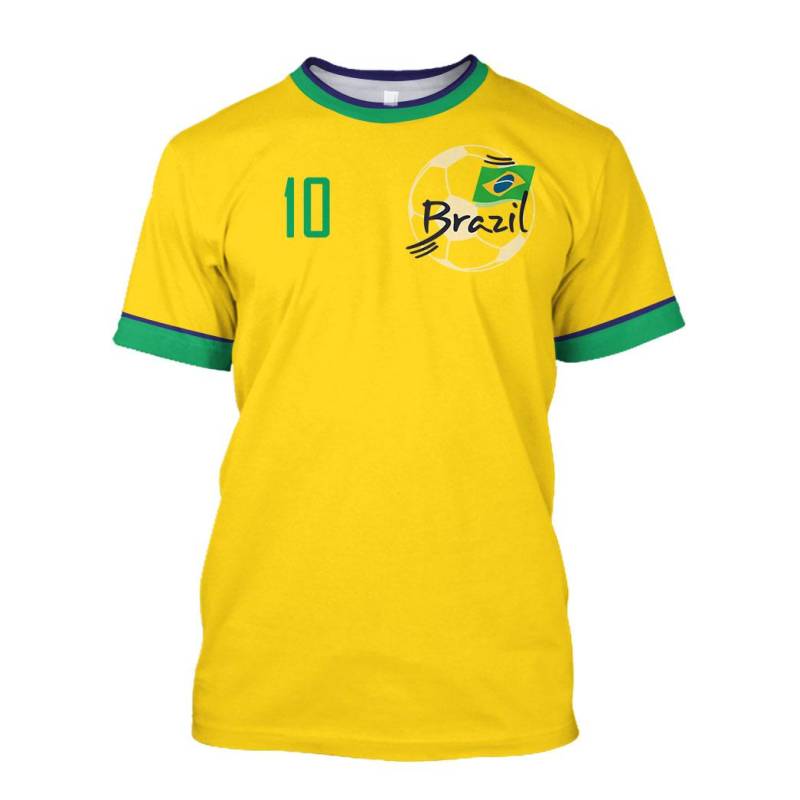 Brasilien-Trikot für Herren, T-Shirt mit brasilianischer Flagge, Auswahl der Fußballmannschaft, O-Ausschnitt, übergroßes kurzärmliges Oberteil für Herren XL von Joom DACH