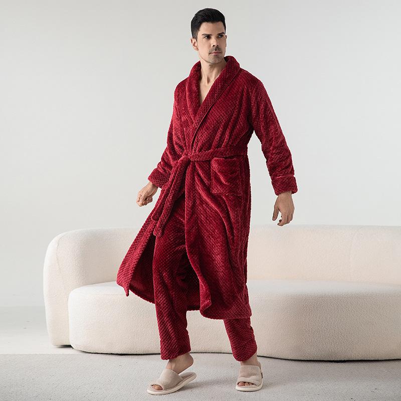 Braut Bräutigam Pyjamas Winter Flanell Nachthemd Hosen Anzüge Damen Korallenfleece Langer Bademantel Loungewear Verdickte Warme Nachtwäsche XL von Joom DACH