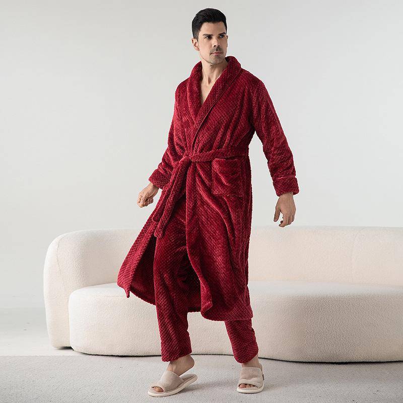 Braut Bräutigam Pyjamas Winter Flanell Nachthemd Hosen Anzüge Damen Korallenfleece Langer Bademantel Loungewear Verdickte Warme Nachtwäsche XL von Joom DACH