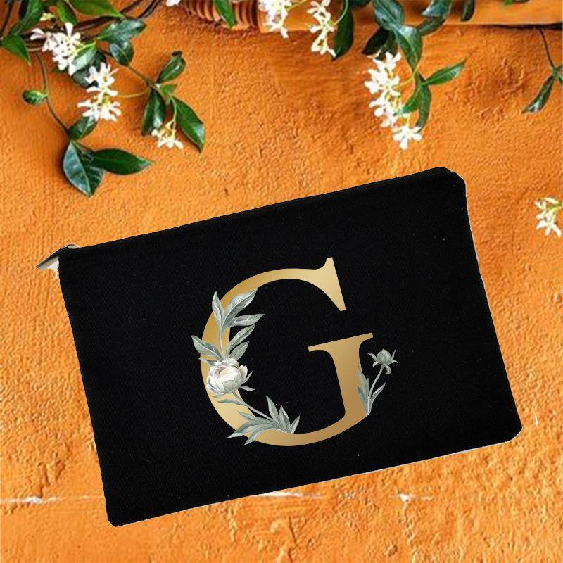 Brautjungfern-Make-up-Taschen, Blumen-Alphabet-Druck, Kosmetiketui, Braut-Party-Make-up-Beutel, Notwendigkeiten, Damen-Einkaufstasche, Hochzeitsgeschenke von Joom DACH