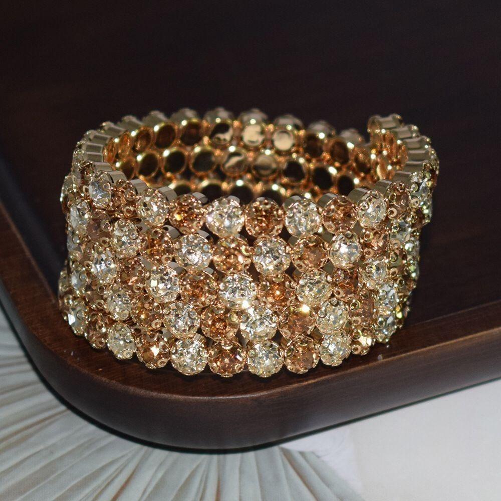 Brautschmuck für Frauen, Hand-Handgelenk-Armband, Hochzeit-Armbänder, fünfreihige Armreifen, Kristall-Armbänder D von Joom DACH