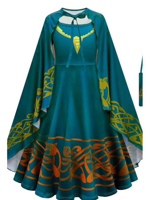 Brave Legend Merida Halloween-Set mit langem Rock und Umhang für Mädchen 140 von Joom DACH