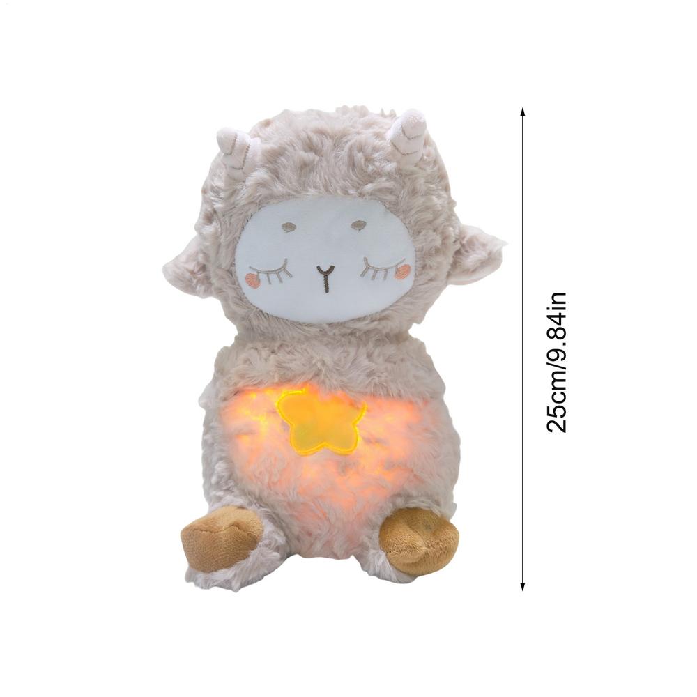 Atmendes Schaf Plüschtier Beruhigende Puppe Kinder Schlafmusik Begleiter Beschwichtigungsspielzeug Mehrzweck-Schlafhilfe für Babys braun von Joom DACH