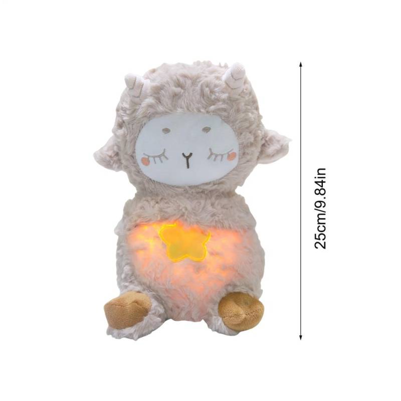 Atmendes Schaf Plüschtier Beruhigende Puppe Kinder Schlafmusik Begleiter Beschwichtigungsspielzeug Mehrzweck-Schlafhilfe für Babys braun von Joom DACH