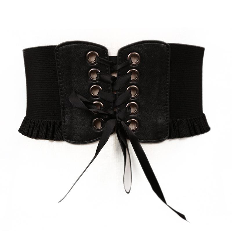 Breiten Gürtel Für Frauen Hohe Qualität Mode Korsett Bund Elastische Gürtel Für Frau Luxus Marke Weiß Stretch Hosen Gürtel DT075 60CM-80CM schwarz von Joom DACH