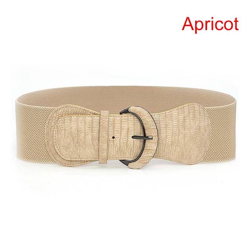 Breiter Gürtel aus Kunstleder für Damen, breit, dehnbar, elastische Schnalle, Cinch-Taille apricot von Joom DACH