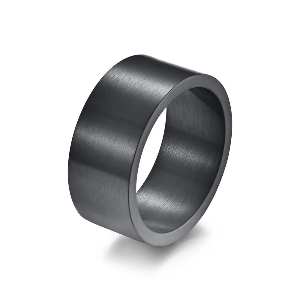 Breiter Ring aus Titanstahl, gebürstet, großer Ring für Männer, mattgold/schwarz/silberfarben, Fingerringe, Herrenschmuck 8 schwarz von Joom DACH
