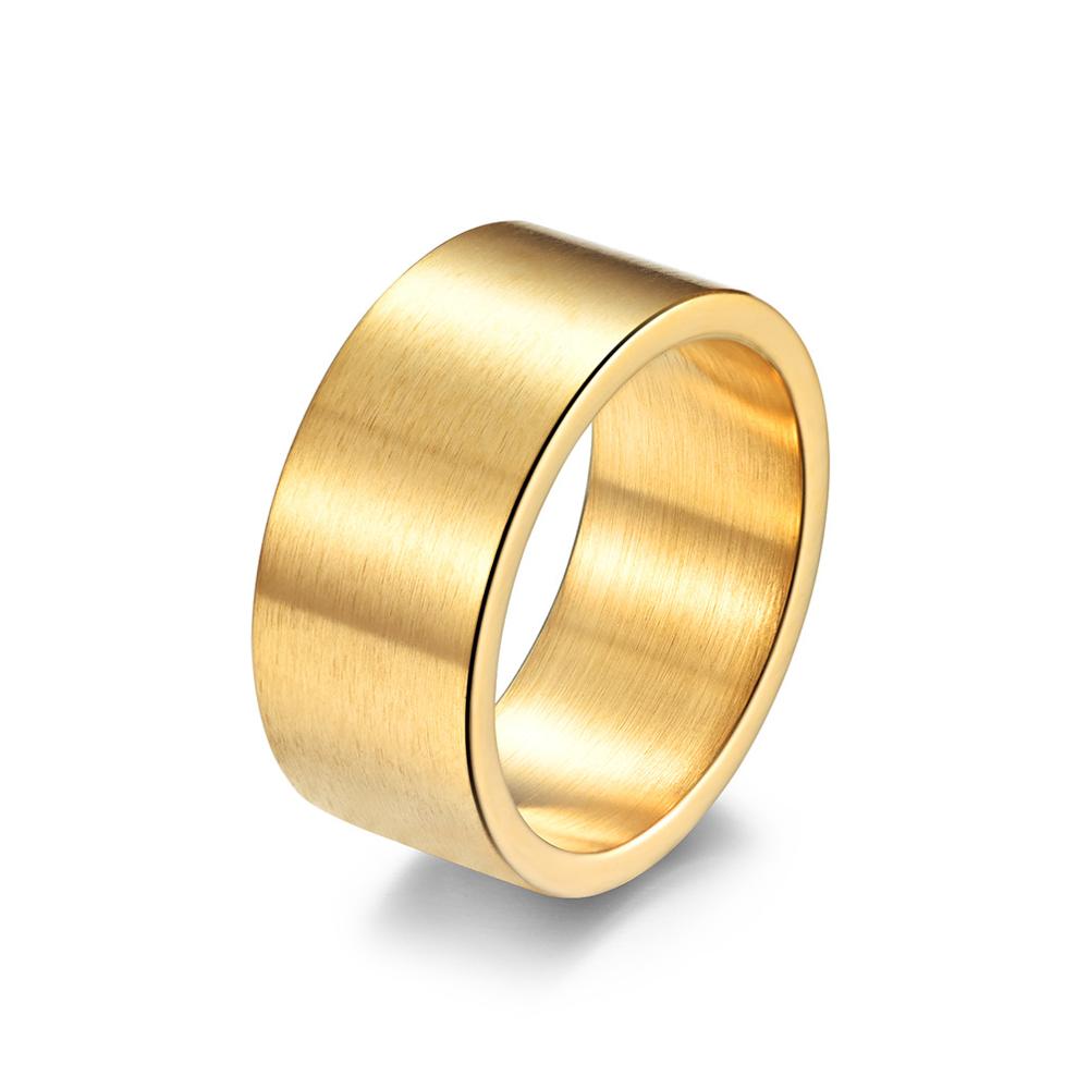 Breiter Ring aus Titanstahl, gebürstet, großer Ring für Männer, mattgold/schwarz/silberfarben, Fingerringe, Herrenschmuck 9 gold von Joom DACH
