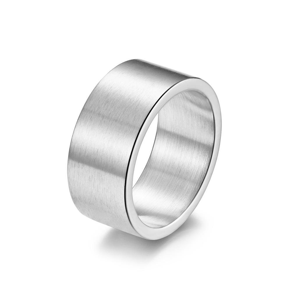 Breiter Ring aus Titanstahl, gebürstet, großer Ring für Männer, mattgold/schwarz/silberfarben, Fingerringe, Herrenschmuck 9 silber von Joom DACH