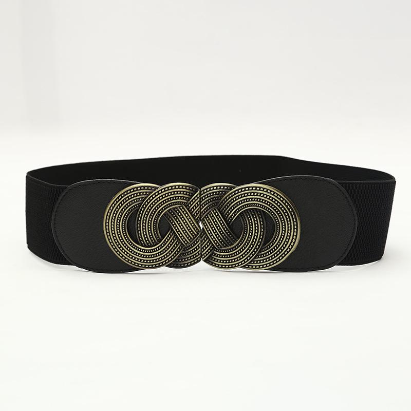 Breiter elastischer Retro-Taillengürtel für Damen – modisch und vielseitig für Kleider, Mäntel und Daunenjacken schwarz von Joom DACH