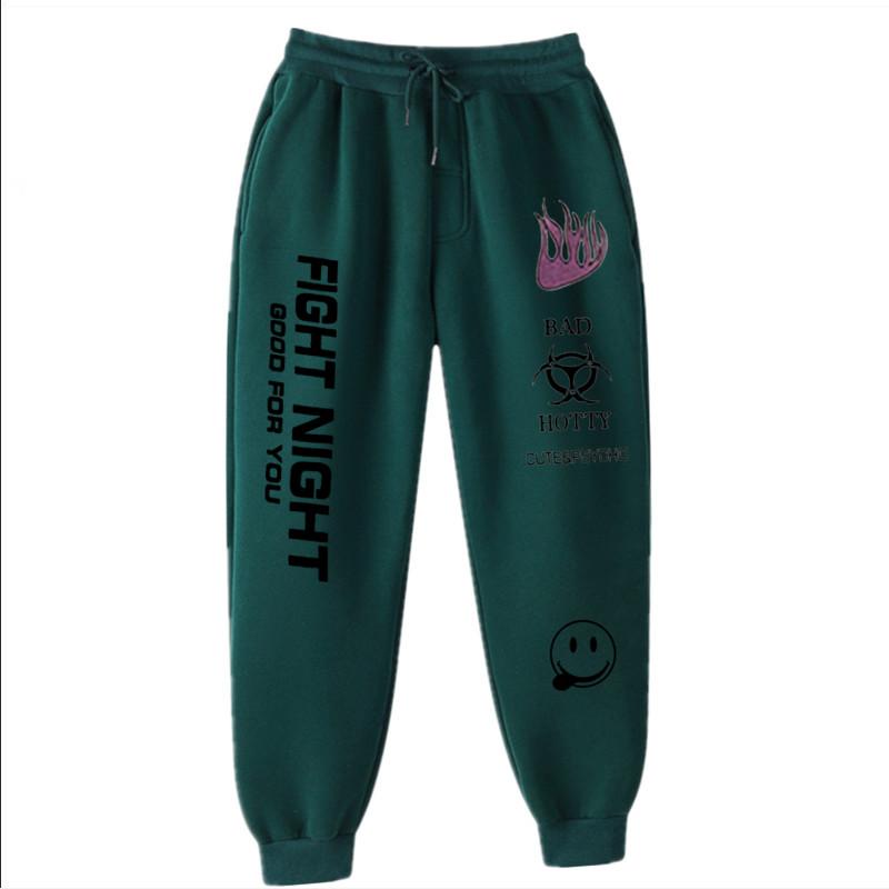 Brief Drucken Jogginghose Baggy Hosen Frauen Jogger Harajuku Breite Bein Bleistift Hose Lose Hohe Taille Schweiß Hosen Kampf Nacht L grün von Joom DACH