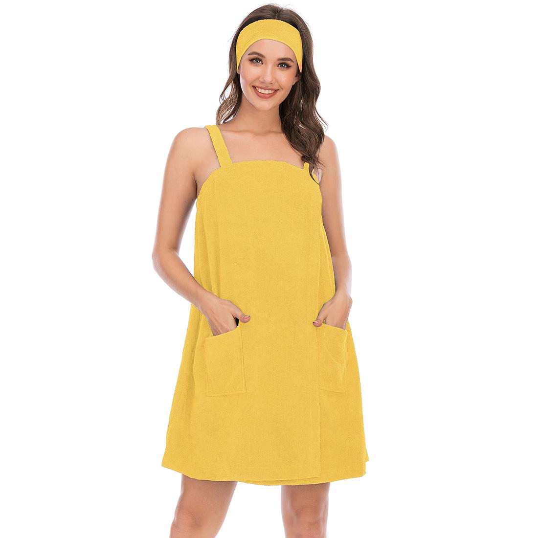 Bright Deer Damen-Bademantel aus Frottee, Spa, Badetuch, Bademantel mit Trägern, schnell trocknend, Frottee-Klettverschluss, elastischer Duschbademantel mit Stirnband, weich, für Fitnessstudio, Pool, Abdeckung XL gelb Bright Deer Damen-Bademantel aus Frottee, Spa, Badetuch, Bademantel mit Trägern, schnell trocknend, Frottee-Klettverschluss, elastischer Duschbademantel mit Stirnband, weich, für Fitnessstudio, Pool, Abdeckung XL gelb von Joom DACH