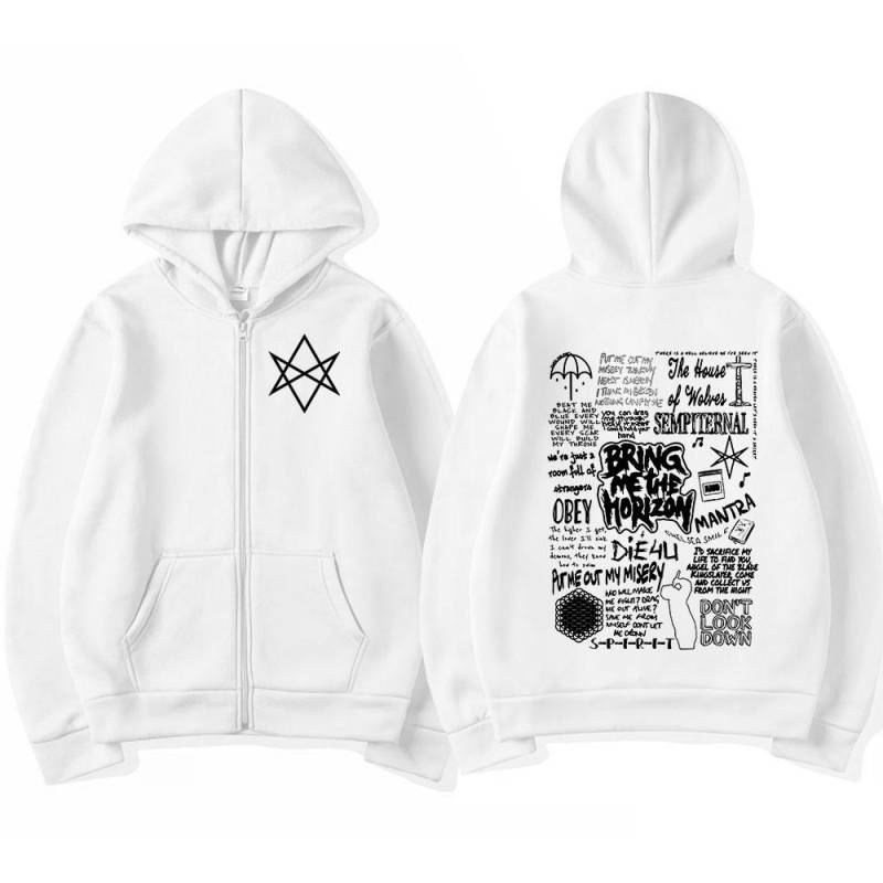 BringMe TheHorizon Zipper Hoodies BMTH Heavy Metal Rock Band Zip Up Hooded Sweatshirts Männer Frauen Übergroße Hoodie Jacken L von Joom DACH
