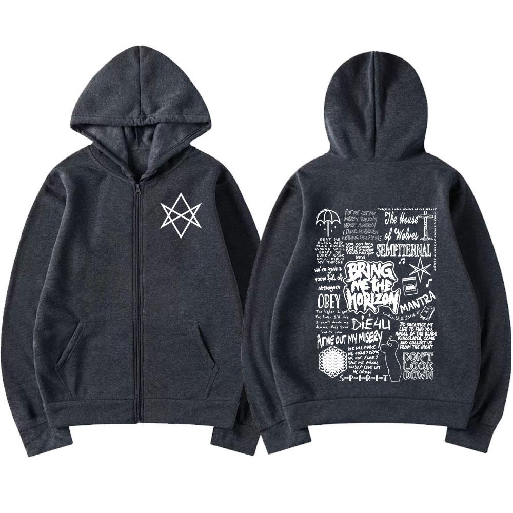 BringMe TheHorizon Zipper Hoodies BMTH Heavy Metal Rock Band Zip Up Hooded Sweatshirts Männer Frauen Übergroße Hoodie Jacken M von Joom DACH