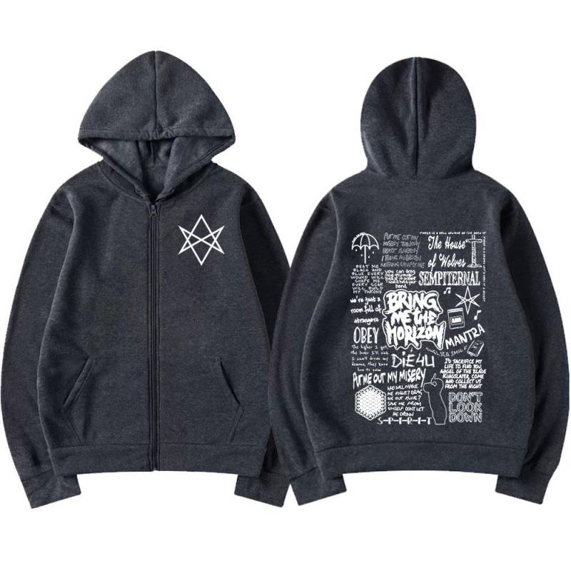 BringMe TheHorizon Zipper Hoodies BMTH Heavy Metal Rock Band Zip Up Hooded Sweatshirts Männer Frauen Übergroße Hoodie Jacken M von Joom DACH