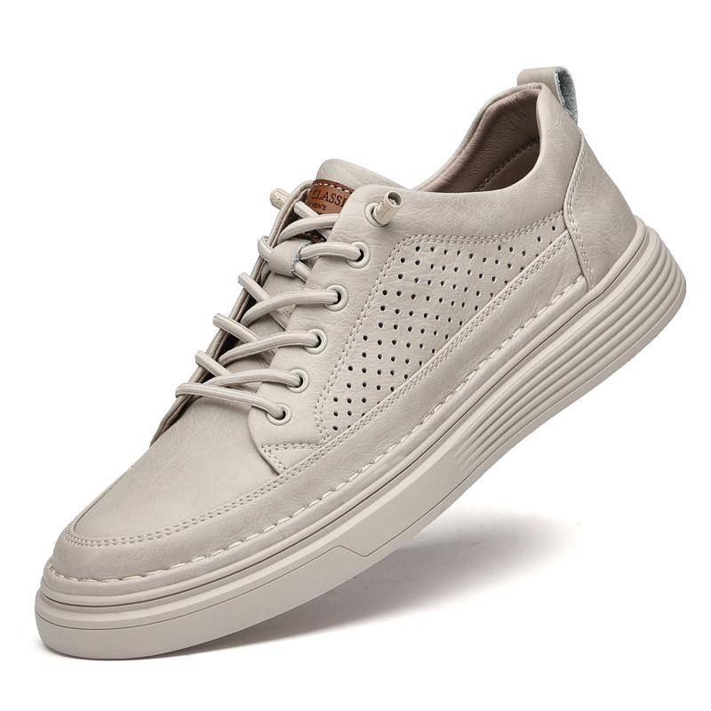 Britischer Stil aus echtem Leder für Herren, Trend, bequeme Freizeitschuhe, Mokassins, flache Herrenschuhe 45 beige von Joom DACH