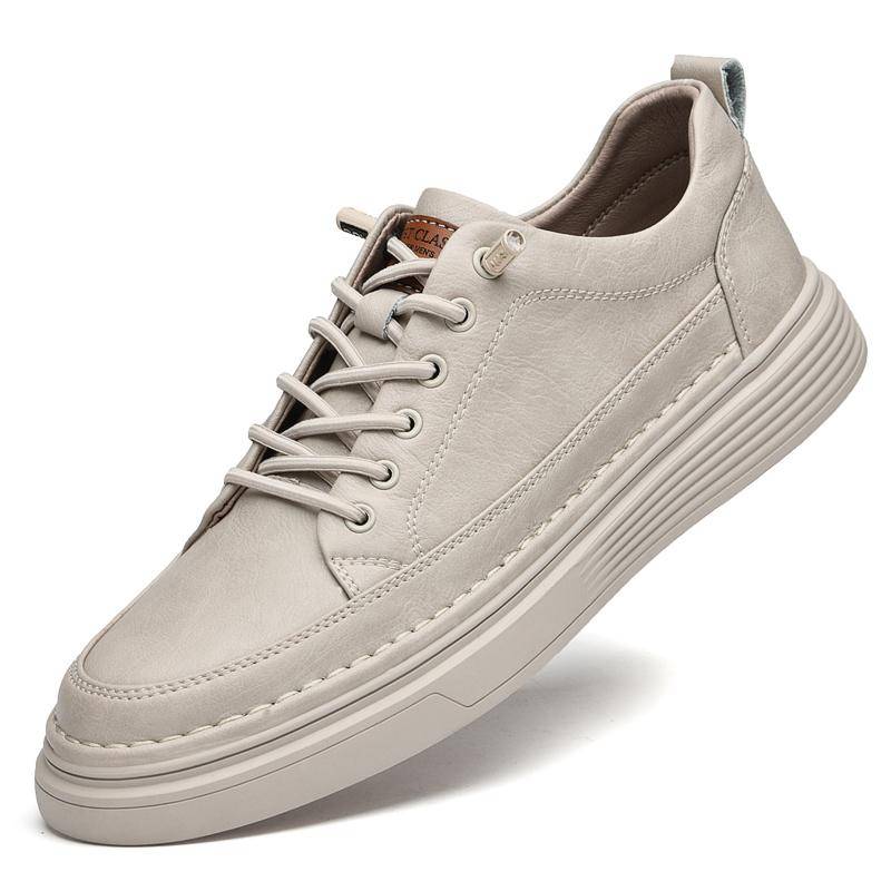 Britischer Stil aus echtem Leder für Herren, Trend, bequeme Freizeitschuhe, Mokassins, flache Herrenschuhe 47 beige von Joom DACH