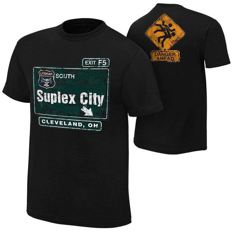 Brock Lesnar _Suplex City Cleveland_ T-Shirt Beidseitiger Druck Herren Sommer Rundhals Kurzarm Lässig Reine Baumwolle Druck 2XL von Joom DACH