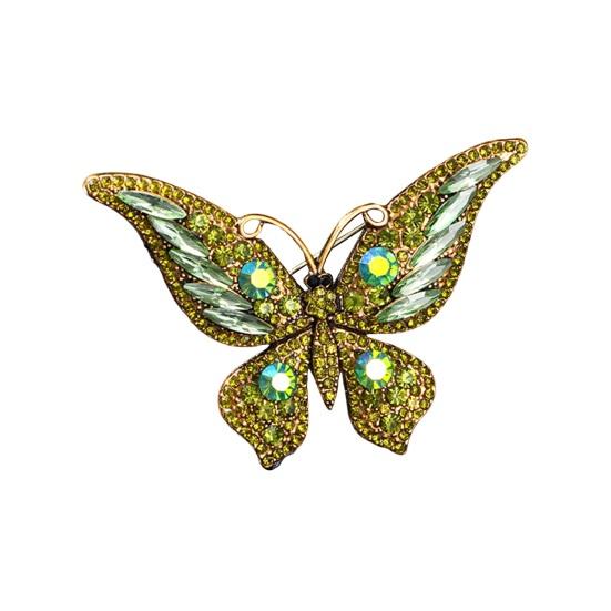 Brosche in Schmetterlingsform, Anstecknadel, funkelnde Dekoration, Geschenk für Frauen und Mädchen, modisches Strass-Accessoire für Weihnachten grün von Joom DACH