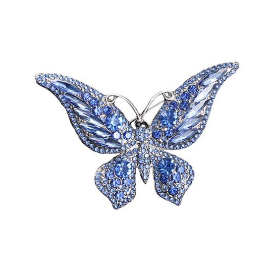 Brosche in Schmetterlingsform, Anstecknadel, funkelnde Dekoration, Geschenk für Frauen und Mädchen, modisches Strass-Accessoire für Weihnachten hellblaue von Joom DACH