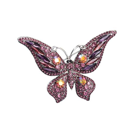 Brosche in Schmetterlingsform, Anstecknadel, funkelnde Dekoration, Geschenk für Frauen und Mädchen, modisches Strass-Accessoire für Weihnachten rosa von Joom DACH